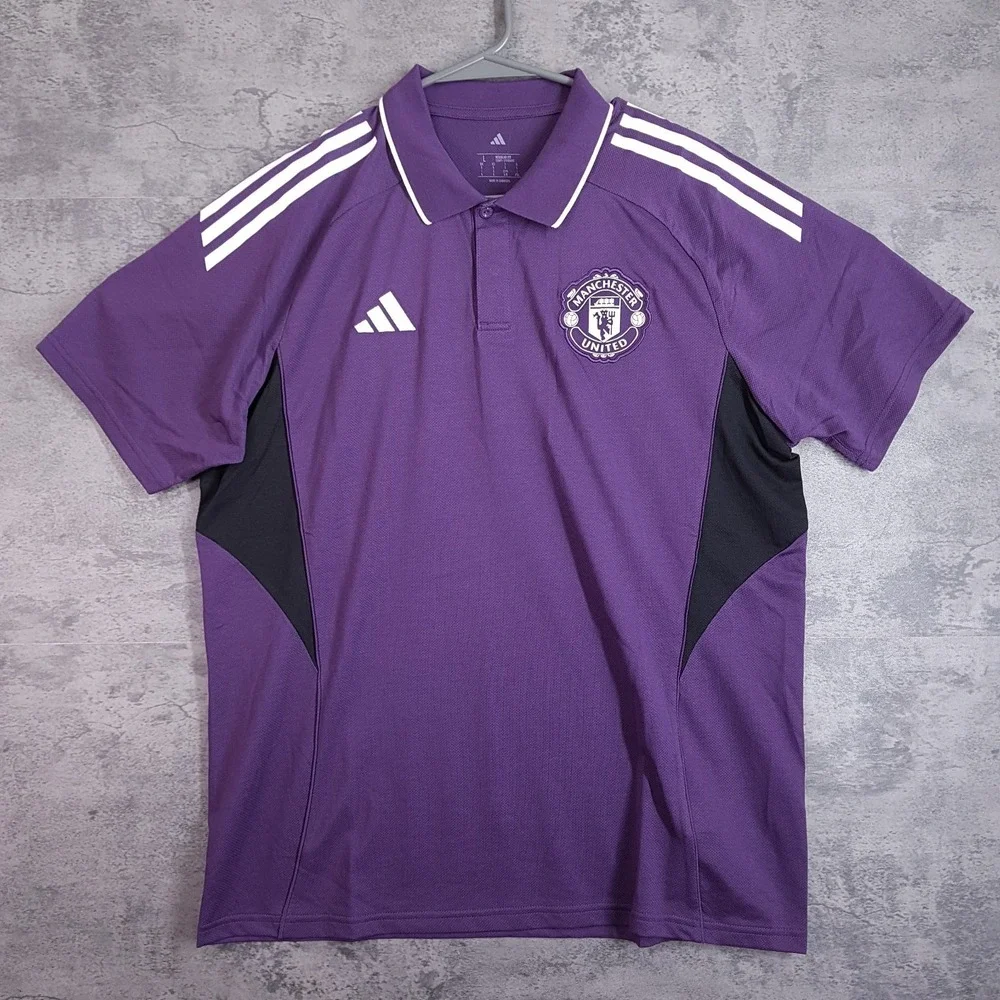 ADIDAS Manchester United UK Soccer Polo Shirt Mens LARGE Purple JP3105